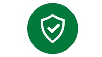 A protective shield with a check in it, on a green background A protective shield with a check in it, on a green background