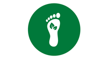 Icon of a foot on a green background with two leaves in the middle of the foot Icon of a foot on a green background with two leaves in the middle of the foot
